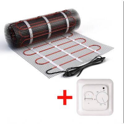 Изображение №1 - Теплый пол нагревательный мат (8 кв.м.) + механический терморегулятор